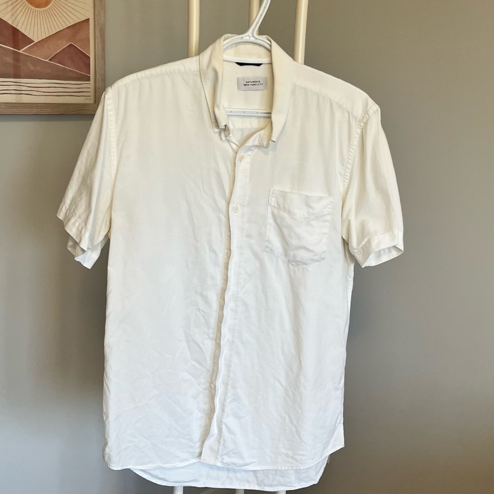 Saturdays New York City Cream Short Sleeve Shirt